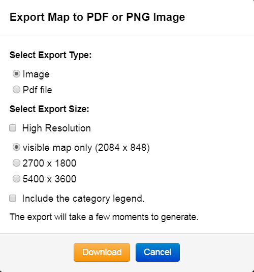 Export pdf or image modal